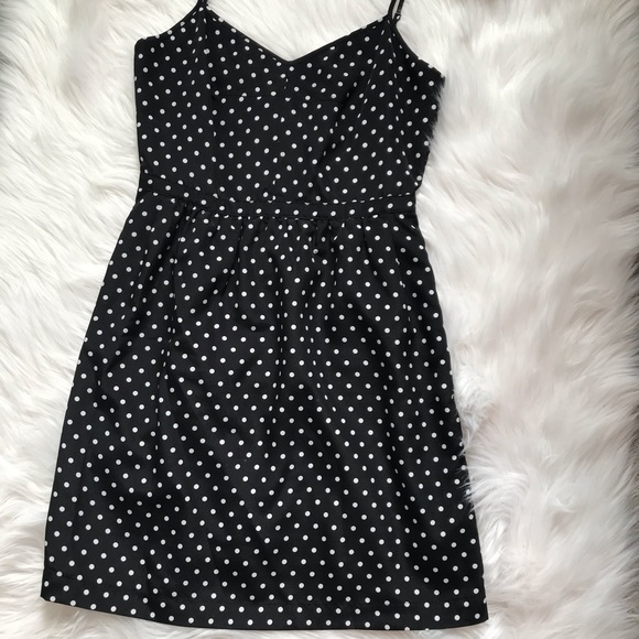 J.Crew Polka Dot Cami Flare Dress In Black - Picture 3 of 12